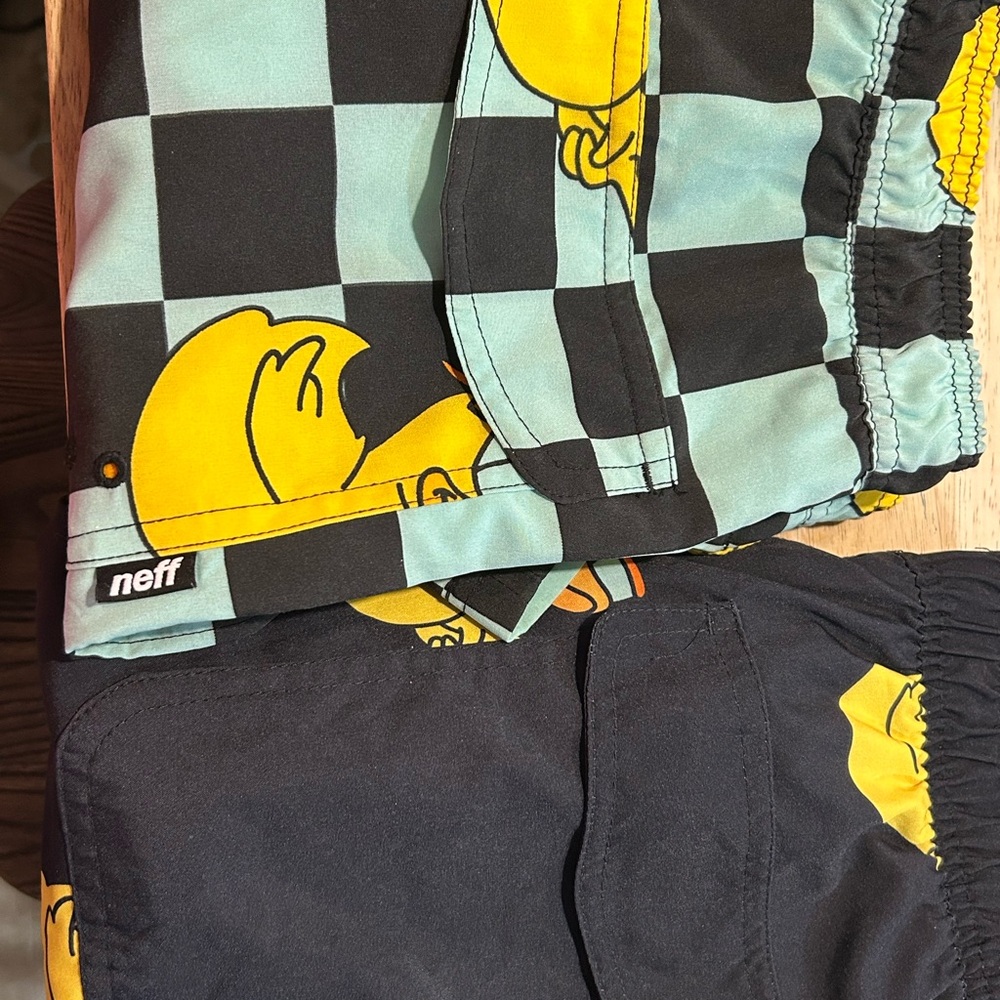 Neff Swim Shorts with Yellow Duck and Mint Checker Accents - Picture 6 of 6